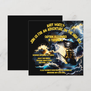 Invitation Bateau fantôme pirate drapeau orageux nuit mers na