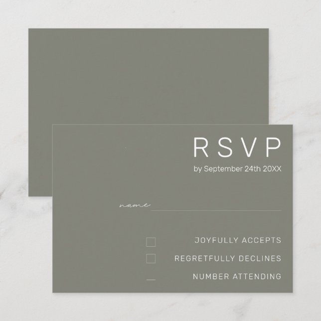 Invitation Bateau gris élégant Mariage minimal moderne (Devant / Derrière)