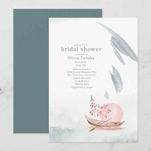 Invitation Bateau japonais gracieux en Fête des mariées clair (Devant / Derrière)