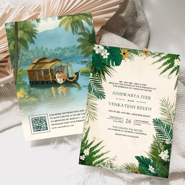 Invitation Bateau-maison des Backwaters du Kerala Mariage Ind (Créateur téléchargé)