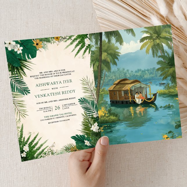 Invitation Bateau-maison des Backwaters du Kerala Mariage Ind (Créateur téléchargé)