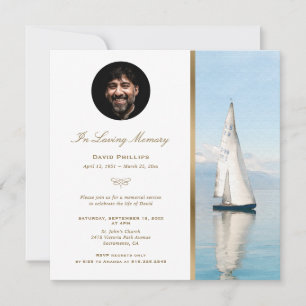 Invitation Bateau Nautical Gold Memorial Service Photo