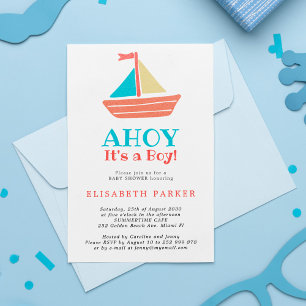 Invitation Bateau nautique Ahoy C'est un garçon baby shower c