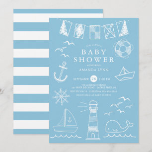 Invitation Bateau nautique Baby shower de garçon