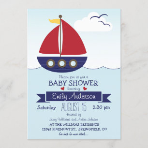 Invitation Bateau nautique, Baby shower marin ou aspersion
