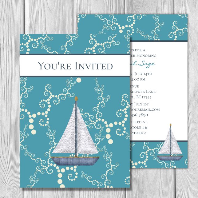 Invitation Bateau nautique et Baby shower aquatique (Créateur téléchargé)