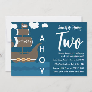 Invitation Bateau Pirate Anniversaire Ahoy Fête Tout Âge 