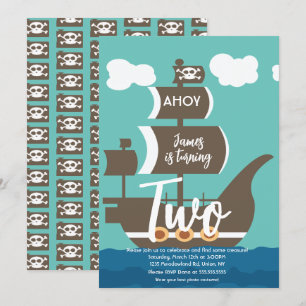 Invitation Bateau Pirate Anniversaire Ahoy Fête Tout Âge Sarc