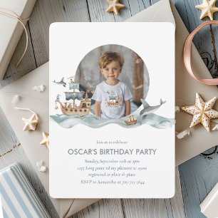 Invitation Bateau pirate avec Animaux Fête des enfants