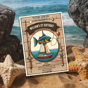 Invitation bateau ton mignon garçon Poisson principalement un