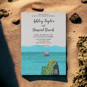 Invitation bateau vintage voyage maritime destination mariage