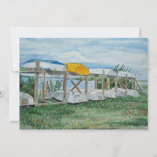 Invitation Bateaux à rames d'été Aquarelle (Devant)