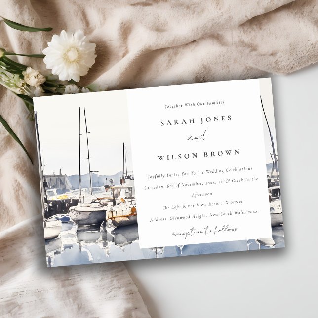 Invitation Bateaux côtiers en boue à Harbour Mariage (Créateur téléchargé)