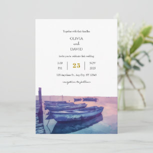 Invitation Bateaux de pêche Purple Twilight Sky Mariage