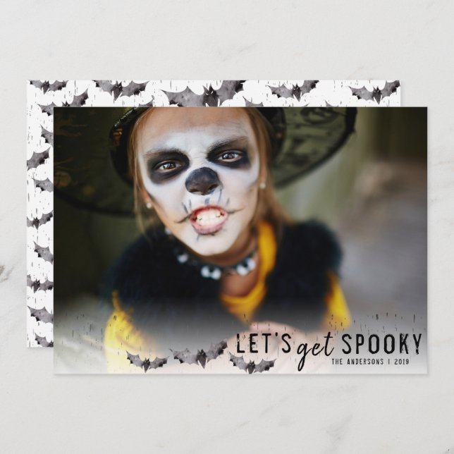 Invitation Bateaux noirs et blancs Halloween Photo de vacance (Devant / Derrière)