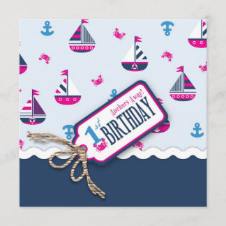 Invitation Bateaux oh ! Carré 1 d'invitation d'anniversaire