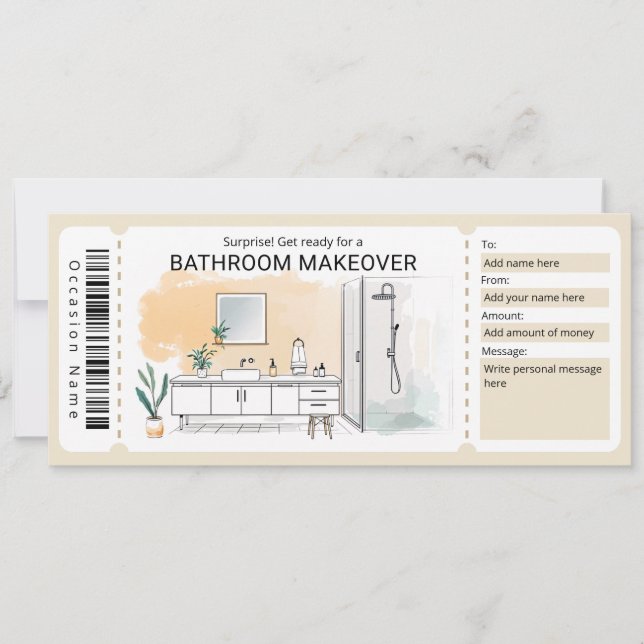 Invitation Bathroom Makeover Gift Certificate (Devant)