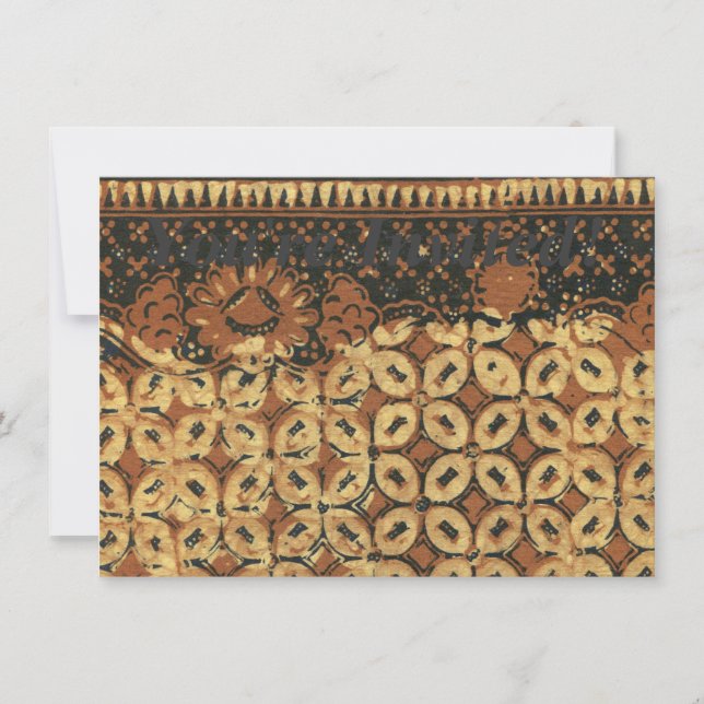 Invitation Batik Earthy Coffee Bean Elegant Rustic Rugged (Devant)