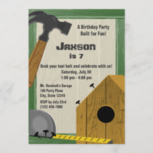 Invitation Bâtiment Birdhouse Construction Party