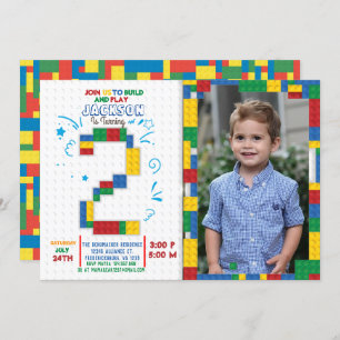 Invitation Bâtiments Blocs Anniversaire Briques 2 ans Invitat