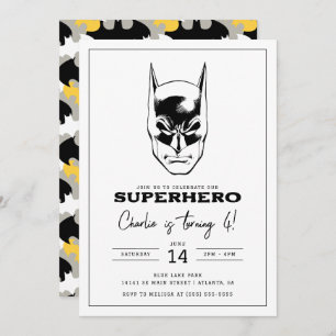 Invitation Batman Head Super Hero Boys Anniversaire