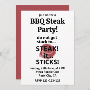 Invitation Bâtons à steak amusant Steak BBQ Party