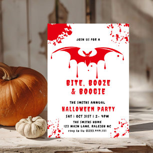 Invitation Bats à goutte de sang rouge Vampire Halloween fête