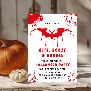 Invitation Bats à goutte de sang rouge Vampire Halloween fête