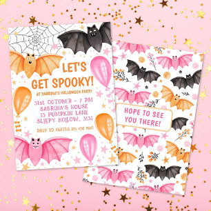 Invitation Bats et ballons mignons Pastel Halloween