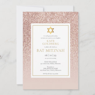 Invitation Bats Mitsva Pailleté Or Rose