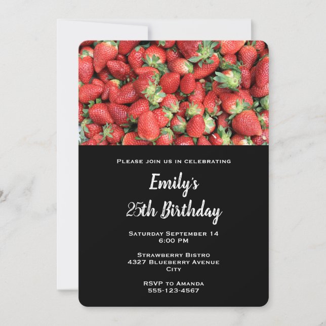 Invitation Batte de fraises rousses juteuses Anniversaire (Devant)
