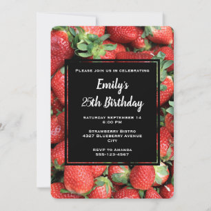 Invitation Batte de fraises rousses juteuses Anniversaire