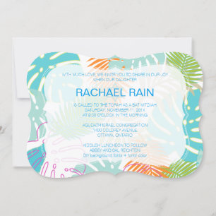 Invitation Batte mitzvah/luau de forêt tropicale de