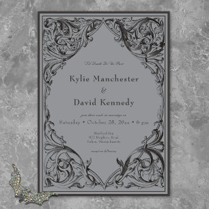 Invitation Batte victorienne jusqu'à la mort Mariage noir et 