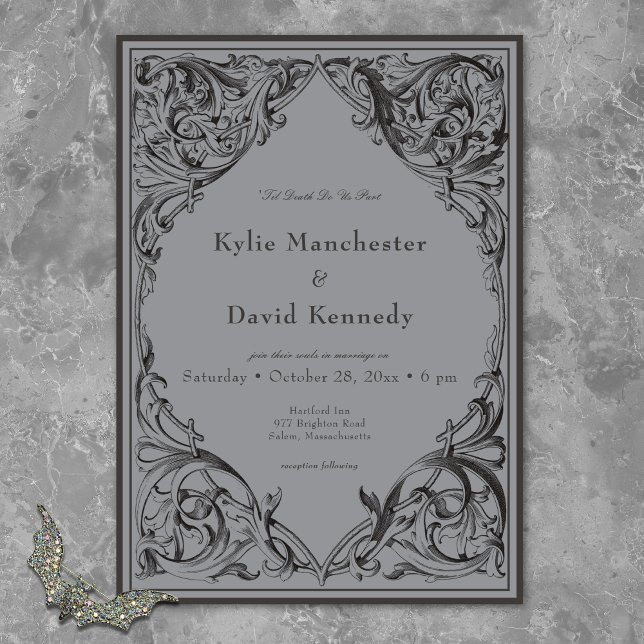 Invitation Batte victorienne jusqu'à la mort Mariage noir et  (Créateur téléchargé)