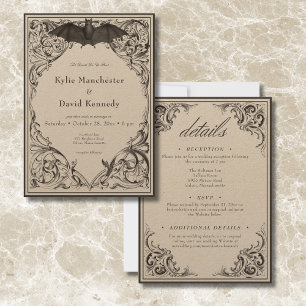 Invitation Batte victorienne jusqu'à la mort Noir & Tan Deux