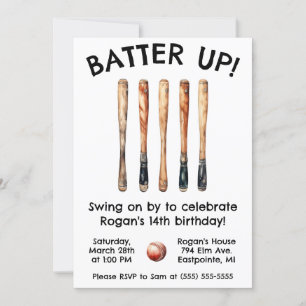 Invitation Batter ! Swing on By ! Fête d'anniversaire du base