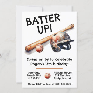 Invitation Batter ! Swing on By ! Fête d'anniversaire du base