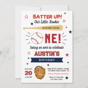 Invitation Batter ! Thème De Baseball Cute Anniversaire