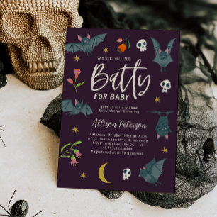 Invitation Batterie de chauves-souris violette pour Baby show