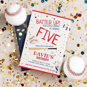 Invitation Batterie de Little Rookie Up Red Baseball Annivers