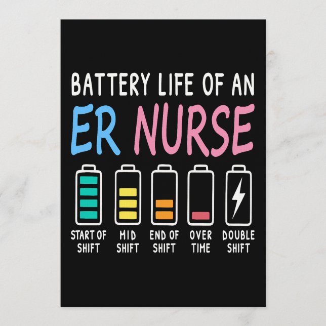 Invitation Battery life of an ER nurse humor chart (Devant)