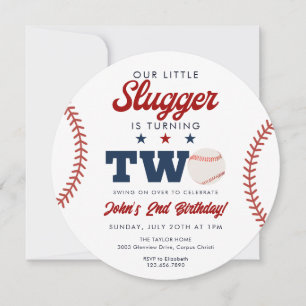 Invitation Batteur Little Slugger Baseball 2e anniversaire Ba