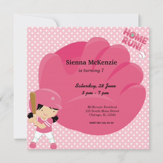 Invitation Batteur Softball (Devant)