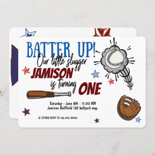 Invitation BATTRE UP Baseball Little Slugger Anniversaire