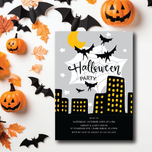 Invitation Batty Cityscape Halloween