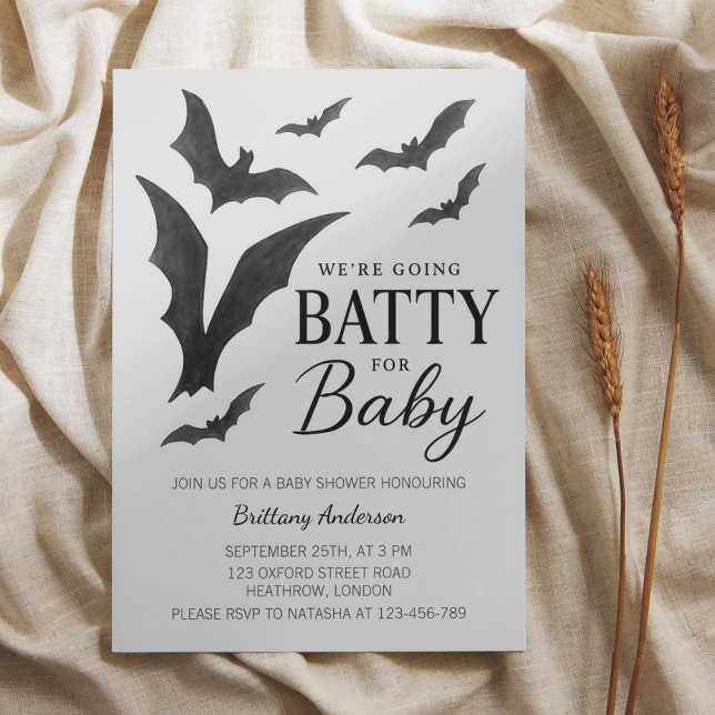 Invitation Batty Pour Bébé Halloween chauves-souris Baby show (Créateur téléchargé)
