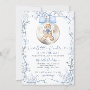 Invitation Baubles d'hiver bleu Baby shower de biscuits tiré