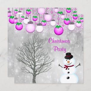 Invitation Baubles, Winter Tree & Snowman Christmas Party
