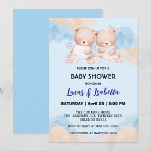 Invitation Baudrier à baudrier à baudrier mignon baby shower